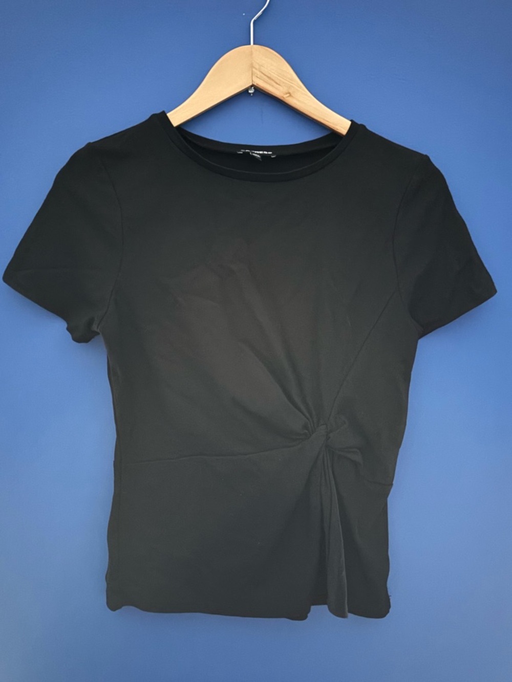 {Express} Black Twist-Knot Short Sleeve Tee